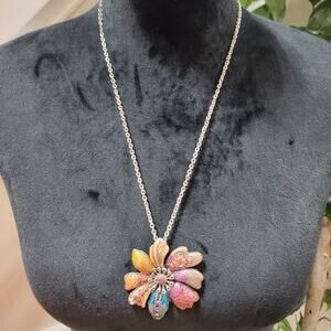 Women's Multicolor Floral Link Chain Fashion Jewelry Necklace